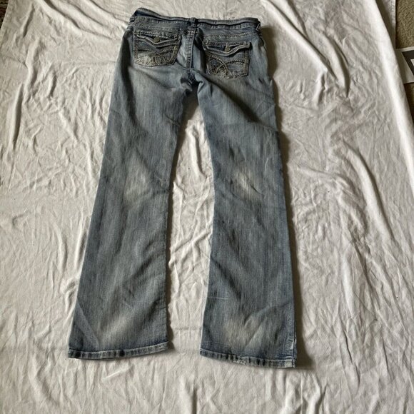 Miss Me Womens Bootcut Jeans With Embellished Pockets Size 29 Blue Denim Cotton - Picture 1 of 8